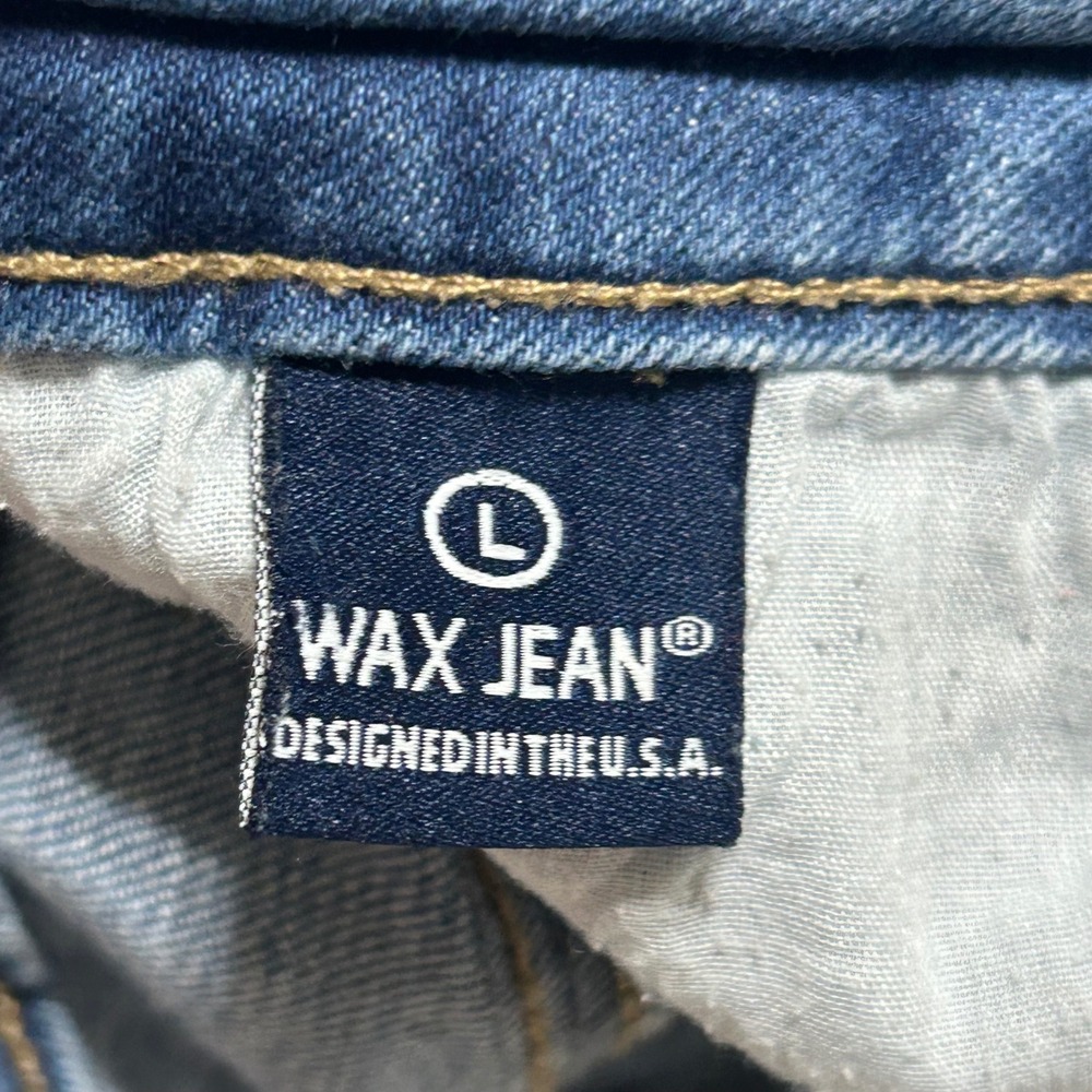 Wax Jean Womens Medium Wash Distressed Cuffed Denim Shorts 90145 Blue Size L - Picture 9 of 13